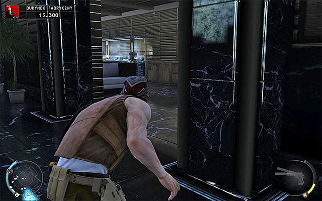 Fortunately using the proximity mines is not required in this case - Factory Compound - Accessing the elevator in lobby - 11: Dexter Industries - Hitman: Absolution - Game Guide and Walkthrough