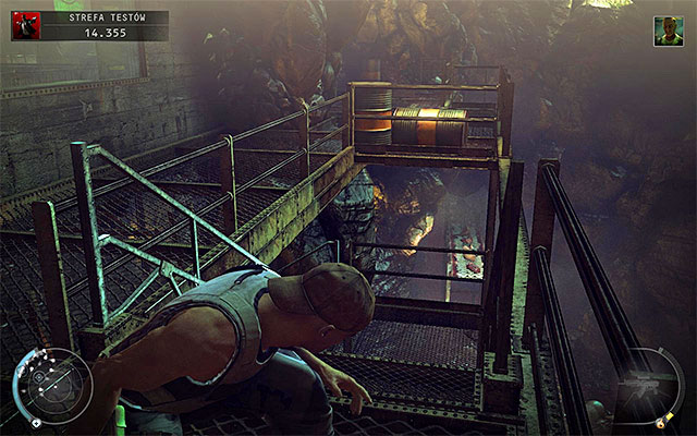 The last important areas in the test facility are balconies located behind buildings (screen above) - Test Facility - Exploring the test facility - 12: Death Factory - Hitman: Absolution - Game Guide and Walkthrough