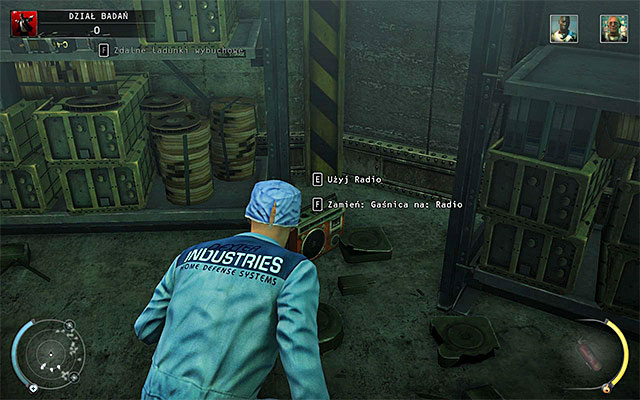 If you do not want to eliminate anyone and just stay in hiding, then distracts people here by activating a radio shown on the above screen - R&D - Murdering Dr. Valentine - 12: Death Factory - Hitman: Absolution - Game Guide and Walkthrough