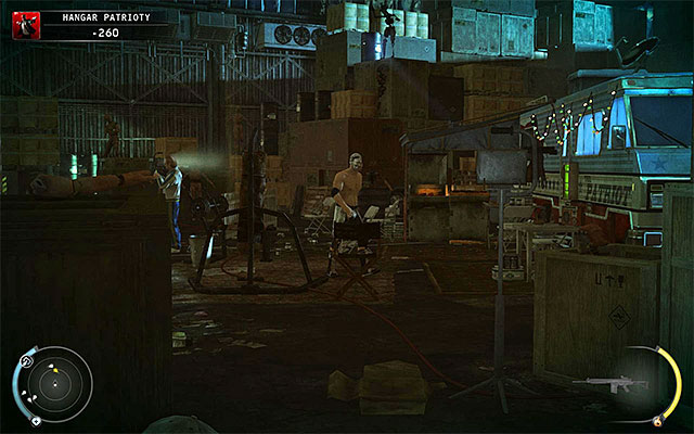 Repeat actions described above: thrown any object and hide behind crates near the trailer - Patriot's Hangar - Using Patriot's clothes - 13: Fight Night - Hitman: Absolution - Game Guide and Walkthrough