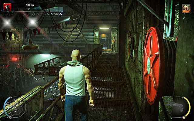 On the upper level of this location you may encounter many security guards, regardless of the difficulty settings - The Arena - Exploring the arena - 13: Fight Night - Hitman: Absolution - Game Guide and Walkthrough