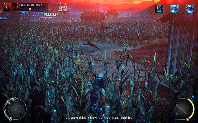 A smart way of increasing your chances of avoiding detection is to check the right side of the cornfield - Cornfield - Murdering Louisa Candy Cain - 14: Attack of the Saints - Hitman: Absolution - Game Guide and Walkthrough