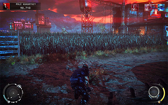 The last person you need to kill is occupying the main farmhouse seen on the screen above - Cornfield - Murdering LaSandra Dixon - 14: Attack of the Saints - Hitman: Absolution - Game Guide and Walkthrough