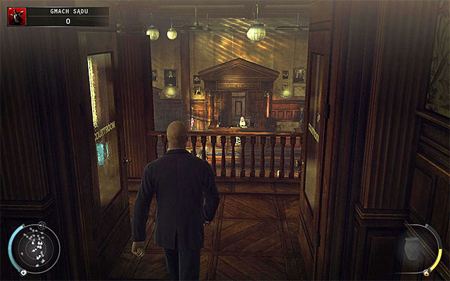 On the courthouse floor you should get interested in the balcony, from which you can see a courtroom - Courthouse - Exploring the courthouse - 15: Skurkys Law - Hitman: Absolution - Game Guide and Walkthrough