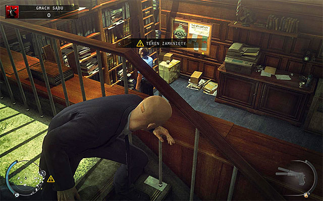 Once you get to the back of the courthouse, note the shutter leading to the upper balcony and the archive room shown on the above screen - Courthouse - Exploring the courthouse - 15: Skurkys Law - Hitman: Absolution - Game Guide and Walkthrough