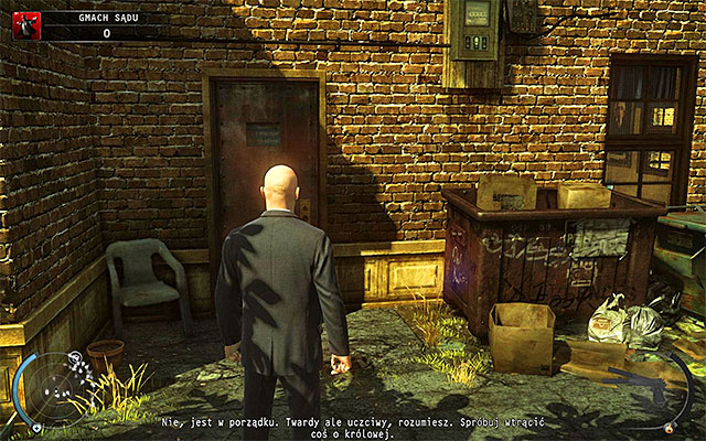 After exiting the building, turn right, stopping after reaching the archive room shown on the above screen - Courthouse - Getting to the holding cells in judge disguise - 15: Skurkys Law - Hitman: Absolution - Game Guide and Walkthrough