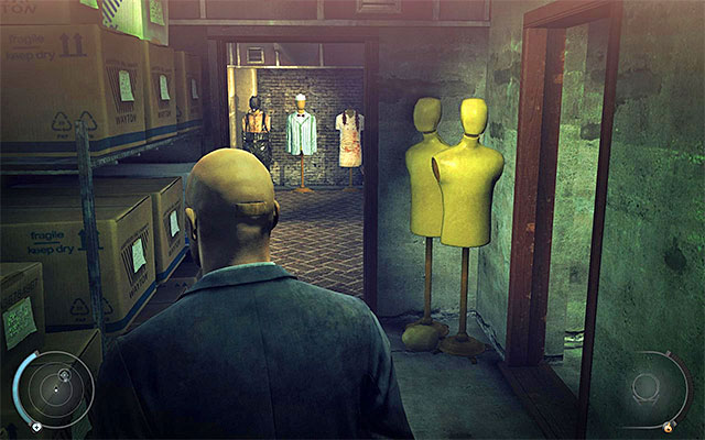 Theoretically you can leave now this location, but before you do it, I recommend finding the door leading to the basement shown on the above screen - Tailor shop - 17: One of a Kind - Hitman: Absolution - Game Guide and Walkthrough