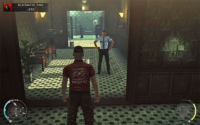 After using the mentioned door, you'll find yourself in the corridor inside the building's basement (screen above) - Blackwater Park - Getting inside the residential building - 18: Blackwater Park - Hitman: Absolution - Game Guide and Walkthrough