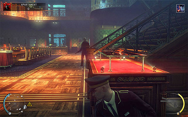 The main room on the ground floor (screen above) is permanently guarded by about three people even on the lower difficulty levels, but you have to watch out more for enemies patrolling the penthouse, because they can appear here unexpectedly, making it difficult for you to remain hidden - Penthouse - Exploring the penthouse - 18: Blackwater Park - Hitman: Absolution - Game Guide and Walkthrough