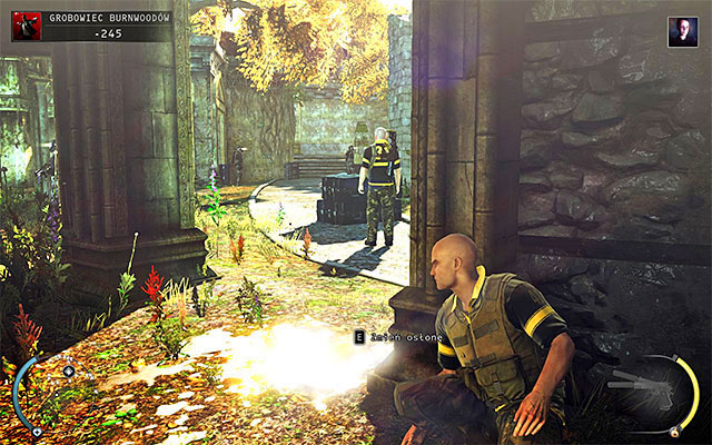 If you want to explore this area more carefully, I suggest jumping between pillars (screen above) and use throwable objects when needed, to distract enemies - Burnwood Family Tomb - Exploring the tomb area - 20: Absolution - Hitman: Absolution - Game Guide and Walkthrough