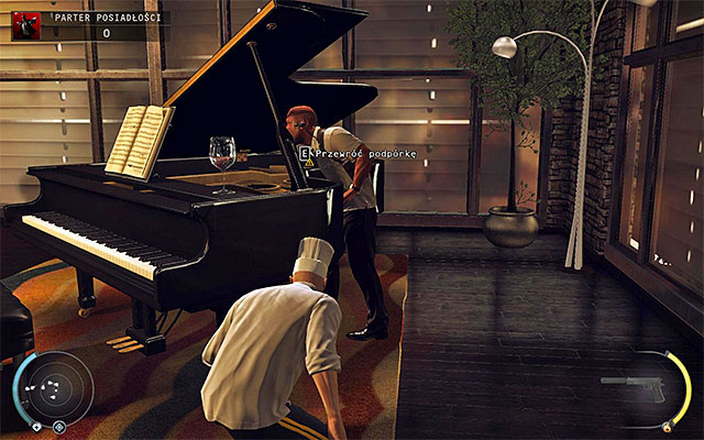 Wait until one of guards tries to play piano and then looks inside it - 1: Personal Contract - Challenges - Hitman: Absolution - Game Guide and Walkthrough
