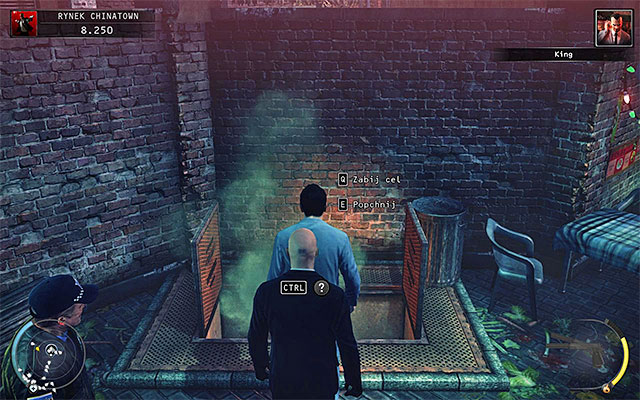 A hole which can be used to murder your target is located at the other end of the square, near one of stalls - 2: The King of Chinatown - Challenges - Hitman: Absolution - Game Guide and Walkthrough