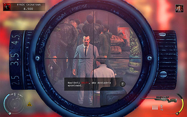 After getting the sniper rifle, use the gun to destroy the right shutter and place yourself there - 2: The King of Chinatown - Challenges - Hitman: Absolution - Game Guide and Walkthrough