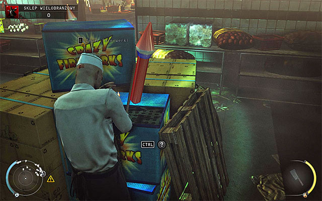 After turning the valve, look around the warehouse or the main part of the store to find fireworks and ignite them - 5: Hunter and Hunted - p. 1 - Challenges - Hitman: Absolution - Game Guide and Walkthrough