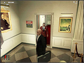 Enter the building and place your briefcase on the scanner, then take it from the other side - Amendment XXV - Walkthrough - Hitman: Blood Money - Game Guide and Walkthrough