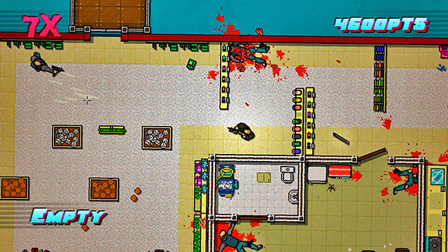 While upstairs, shoot the first opponent - Scene 2 - Homicide - Act 1 - Exposition - Hotline Miami 2: Wrong Number - Game Guide and Walkthrough