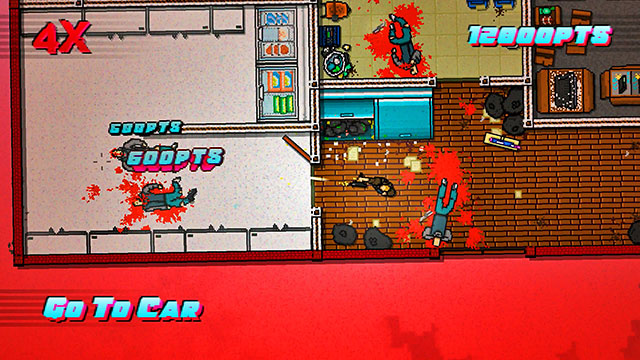 After you have killed the opponents, return downstairs - Scene 2 - Homicide - Act 1 - Exposition - Hotline Miami 2: Wrong Number - Game Guide and Walkthrough