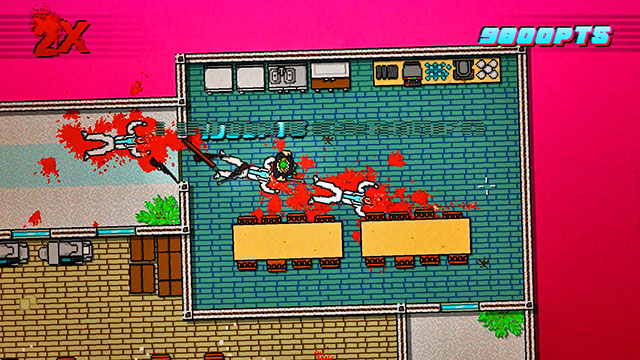 After you get upstairs, kill the first opponent and the second one also - Scene 3 - Hard News - Act 1 - Exposition - Hotline Miami 2: Wrong Number - Game Guide and Walkthrough