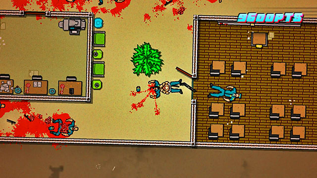 After the cutscene, approach the window and fire at the policemen - Scene 4 - Final Cut - Act 1 - Exposition - Hotline Miami 2: Wrong Number - Game Guide and Walkthrough