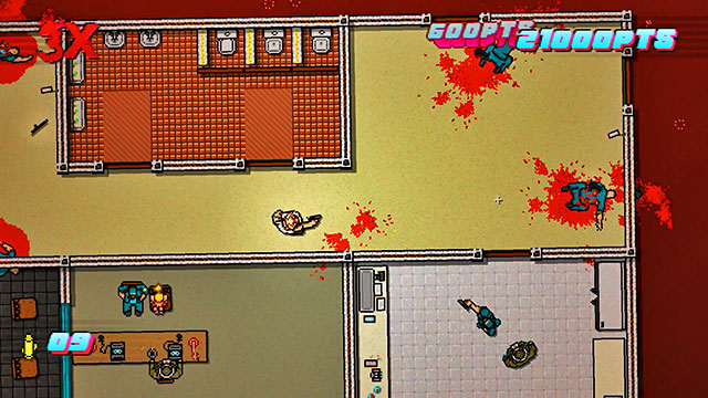 Under the kitchen, there are two more policemen, including a shooter - Scene 4 - Final Cut - Act 1 - Exposition - Hotline Miami 2: Wrong Number - Game Guide and Walkthrough