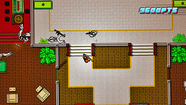 While upstairs, dash into the room opposite the stairs - Scene 5 - First Trial - Act 2 - Rising - Hotline Miami 2: Wrong Number - Game Guide and Walkthrough
