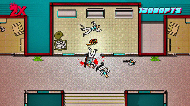 On the upper floor, there is one more patrol - Scene 5 - First Trial - Act 2 - Rising - Hotline Miami 2: Wrong Number - Game Guide and Walkthrough