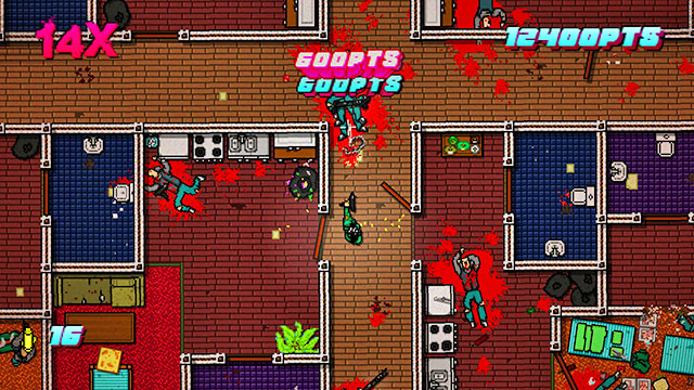 Another opponent is waiting I the bottom-left corner of the map - Scene 6 - Moving Up - Act 2 - Rising - Hotline Miami 2: Wrong Number - Game Guide and Walkthrough