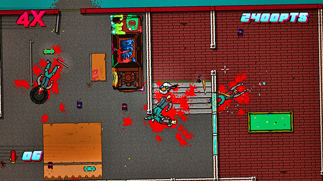 Stand above the billiards table and shoot down - Scene 7 - No Mercy - Act 2 - Rising - Hotline Miami 2: Wrong Number - Game Guide and Walkthrough