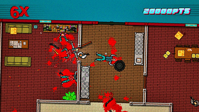 You find more enemies in the room to the right - Scene 7 - No Mercy - Act 2 - Rising - Hotline Miami 2: Wrong Number - Game Guide and Walkthrough
