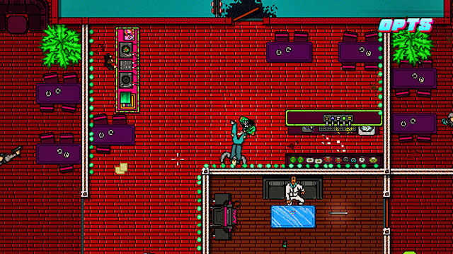 With the weapon, clear the room on the left - Scene 8 - Execution - Act 2 - Rising - Hotline Miami 2: Wrong Number - Game Guide and Walkthrough