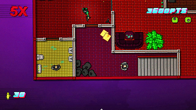In the room on the right, there are four enemies waiting, including shooters - Scene 8 - Execution - Act 2 - Rising - Hotline Miami 2: Wrong Number - Game Guide and Walkthrough
