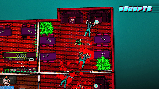 Behind the first door, go right - Scene 8 - Execution - Act 2 - Rising - Hotline Miami 2: Wrong Number - Game Guide and Walkthrough
