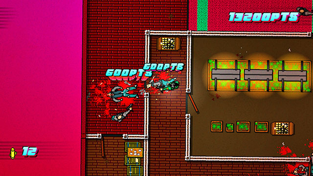 Kill the opponents in the room below and climb upstairs - Scene 8 - Execution - Act 2 - Rising - Hotline Miami 2: Wrong Number - Game Guide and Walkthrough