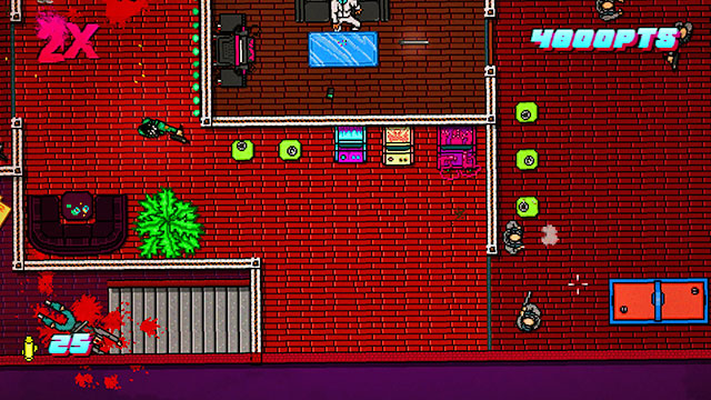 With a bit of luck, you also get the bandits in the next room - Scene 8 - Execution - Act 2 - Rising - Hotline Miami 2: Wrong Number - Game Guide and Walkthrough