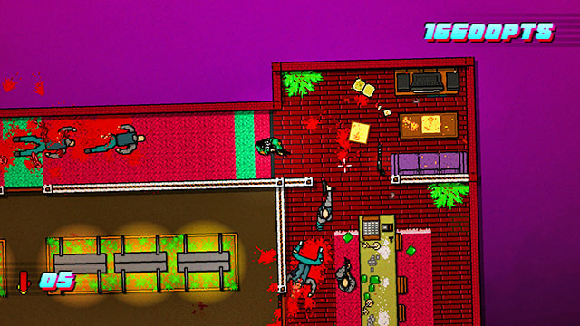 The last enemy is in the room in the bottom-right part of the map - Scene 8 - Execution - Act 2 - Rising - Hotline Miami 2: Wrong Number - Game Guide and Walkthrough