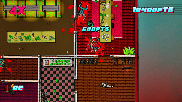 After you have cleared this level, return to the ground level and go to the central room, where there is the rest of the crew waiting - Scene 8 - Execution - Act 2 - Rising - Hotline Miami 2: Wrong Number - Game Guide and Walkthrough