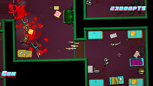 In the room above the previous one, there is the last threesome waiting for you - Scene 10 - Into the Pit - Act 3 - Climax - Hotline Miami 2: Wrong Number - Game Guide and Walkthrough