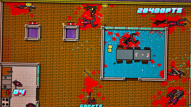 In the room on the left, there is a beefcake - Scene 11 - Dead Ahead - Act 3 - Climax - Hotline Miami 2: Wrong Number - Game Guide and Walkthrough