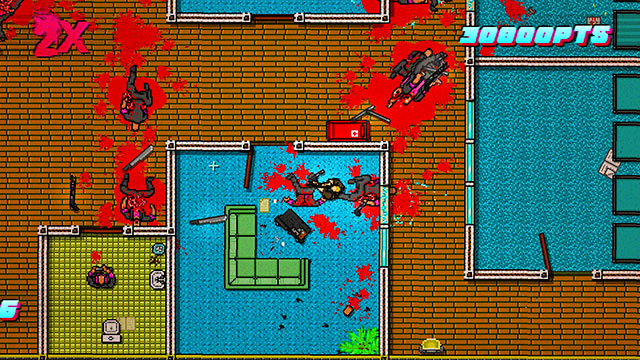 Enter the room, stun the shooter and finish him off - Scene 11 - Dead Ahead - Act 3 - Climax - Hotline Miami 2: Wrong Number - Game Guide and Walkthrough