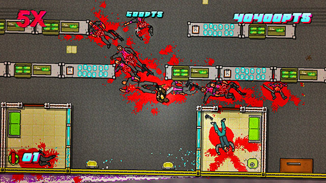 Also, you can look up and fire several shots at the enemies in the glazed room - Scene 11 - Dead Ahead - Act 3 - Climax - Hotline Miami 2: Wrong Number - Game Guide and Walkthrough