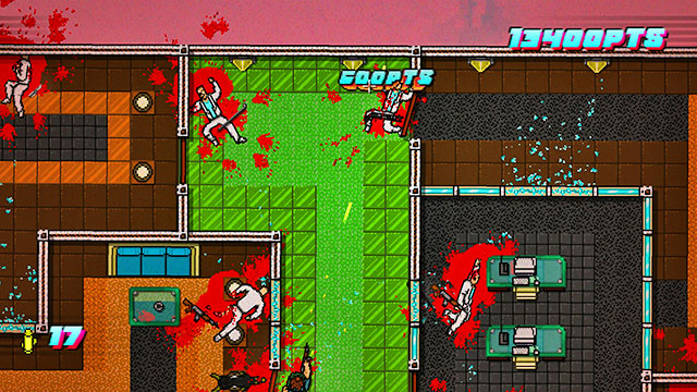 Stand at the door and shoot to the right - Scene 12 - Death Wish - Act 3 - Climax - Hotline Miami 2: Wrong Number - Game Guide and Walkthrough