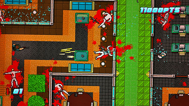 As you go higher and higher, watch out for the remaining opponents, including a dog, which might have been attracted by the noise - Scene 12 - Death Wish - Act 3 - Climax - Hotline Miami 2: Wrong Number - Game Guide and Walkthrough