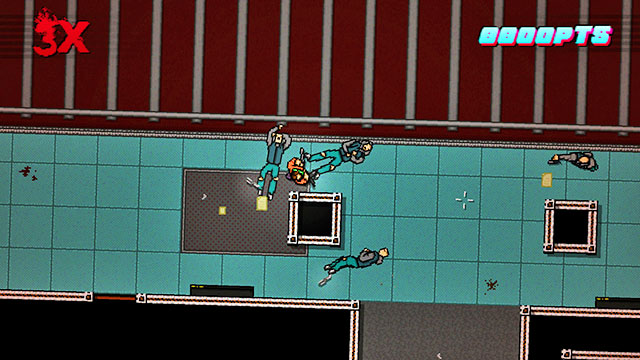 Lean out from behind the booth, attract the attention of the first shooter and beat him up - Scene 13 - Subway - Act 4 - Falling - Hotline Miami 2: Wrong Number - Game Guide and Walkthrough