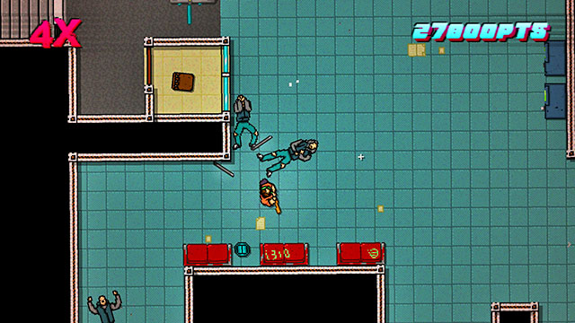 Attract the attention of the next enemies above - Scene 13 - Subway - Act 4 - Falling - Hotline Miami 2: Wrong Number - Game Guide and Walkthrough