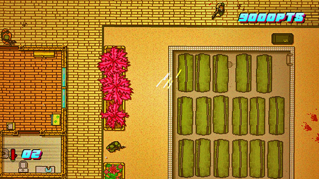 Kill the remaining two with the knife, preferably after you stun the first one with the door - Scene 14 - Stronghold - Act 4 - Falling - Hotline Miami 2: Wrong Number - Game Guide and Walkthrough