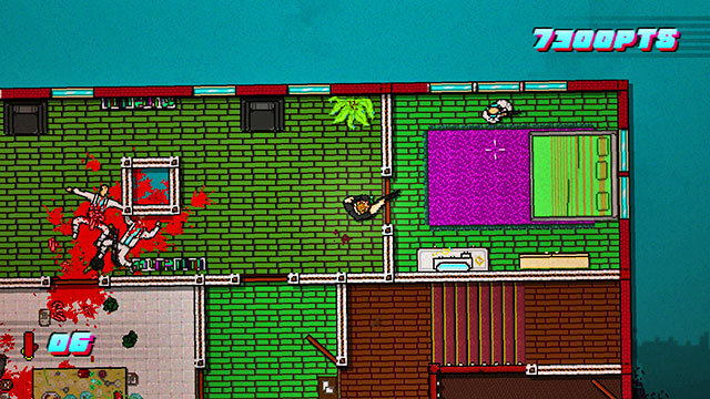 While above, open the door and shoot the first opponent - Scene 15 - Withdrawal - Act 4 - Falling - Hotline Miami 2: Wrong Number - Game Guide and Walkthrough