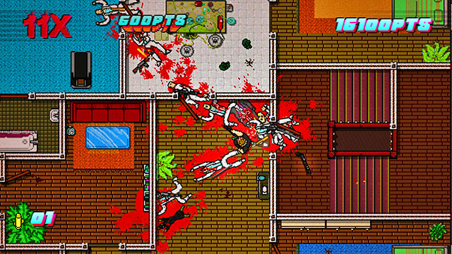 In the room below, on the left, there are two more shooters - Scene 15 - Withdrawal - Act 4 - Falling - Hotline Miami 2: Wrong Number - Game Guide and Walkthrough