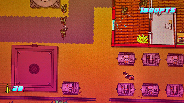 After the massacre, go to the building on the right and kill all of the surviving enemies - Scene 16 - Casualties - Act 4 - Falling - Hotline Miami 2: Wrong Number - Game Guide and Walkthrough