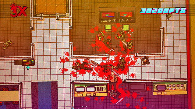With the knife, kill the nearest enemies - Scene 16 - Casualties - Act 4 - Falling - Hotline Miami 2: Wrong Number - Game Guide and Walkthrough
