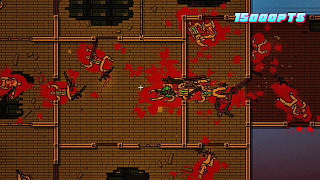 Shoot the single opponent guarding the upper room - Scene 18 - Demolition - Act 5 - Intermission - Hotline Miami 2: Wrong Number - Game Guide and Walkthrough